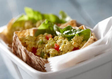 vegan tofu eggsalad in a pita sandwich